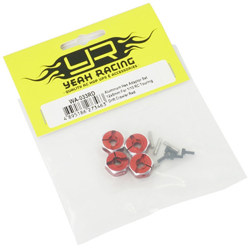 Kit d'adaptateurs hexagonaux en aluminium 12x6 mm pour crawler RC 1/10 Touring Drift (rouge)
