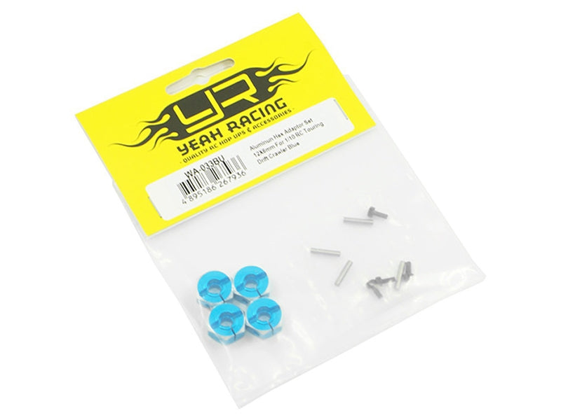 Aluminum Hex Adapter Set 12x6mm For 1/10 RC Touring Drift Crawler Blue