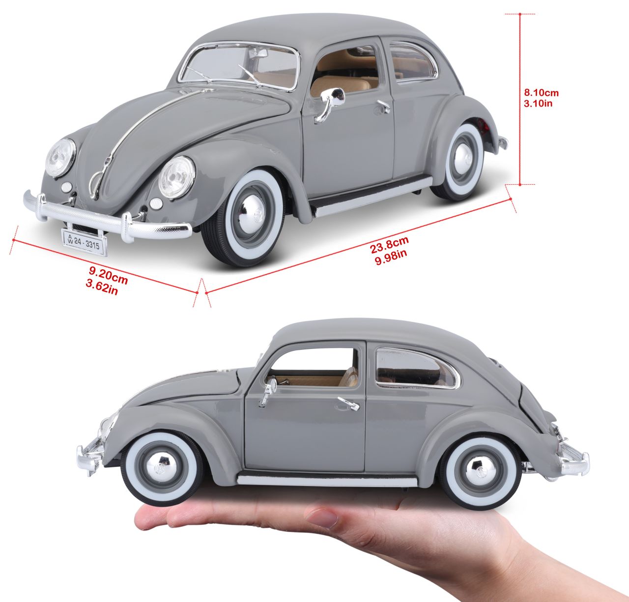 Volkswagen Käfer 1955 1/18 grau - RCXX - RC Racing Shop | RC Models | Tuning & Spare Parts for Professionals