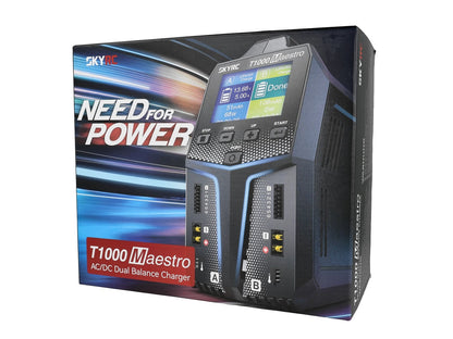SkyRC T1000 Maestro Dual Channel Charger - LiPo 1-6S | AC/DC | 450W/1000W