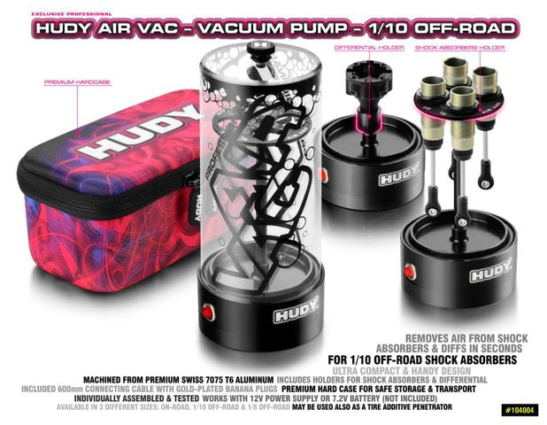 Hudy AIR VAC Shock Absorbers / Vacum Pump for Offroad 1/10 & 1/8 - H104004 - RCXX - rc racing for professionals
