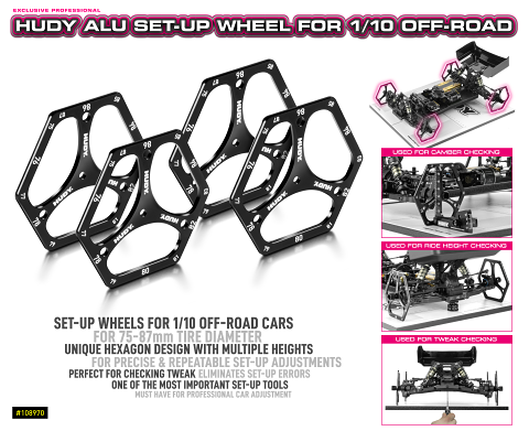 Hudy Setup Wheels for 1/10 Offroad (4) - H108970 - RCXX - rc racing for professionals