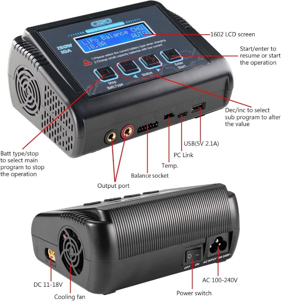 HTRC Ladegerät C150 150W (10A) - HTRC-C150 - RCXX - RC Racing Shop | RC Models | Tuning & Spare Parts for Professionals