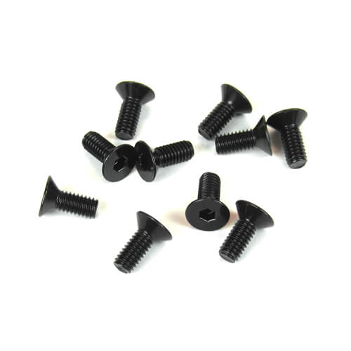 Tekno M4x12mm Flat Head Screws (black, 10pcs) - TKR1344