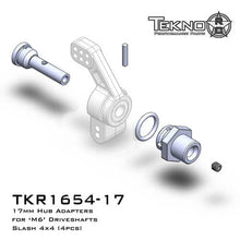 Tekno 17mm Hub Adapters for M6 Driveshafts (for Slash 4x4, 2WD, 2pcs) - TKR1654-17
