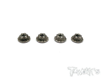 T-Works TP-034 64 Titanium Light Weight large-contact Serrated M4 Wheel Nuts (4) - RCXX - rc racing for professionals