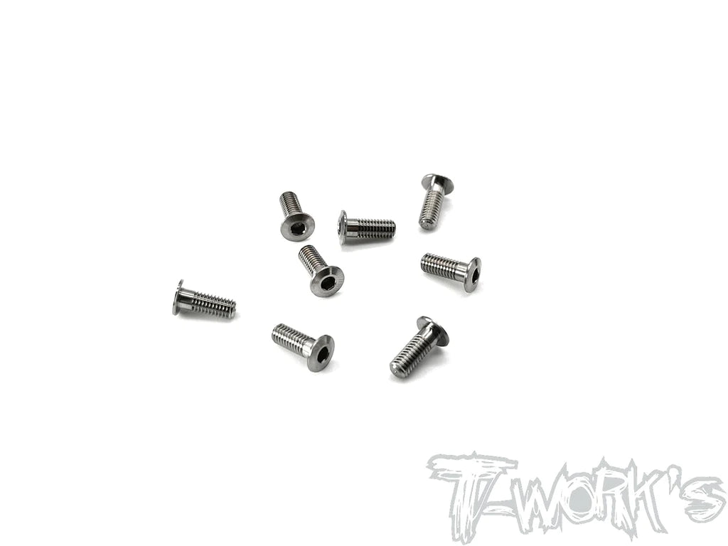 T-Works TSS-308LP 3x8mm 64 Titanium Hex Socket Head Low Profile Half Thread Screws (8) - RCXX - rc racing for professionals