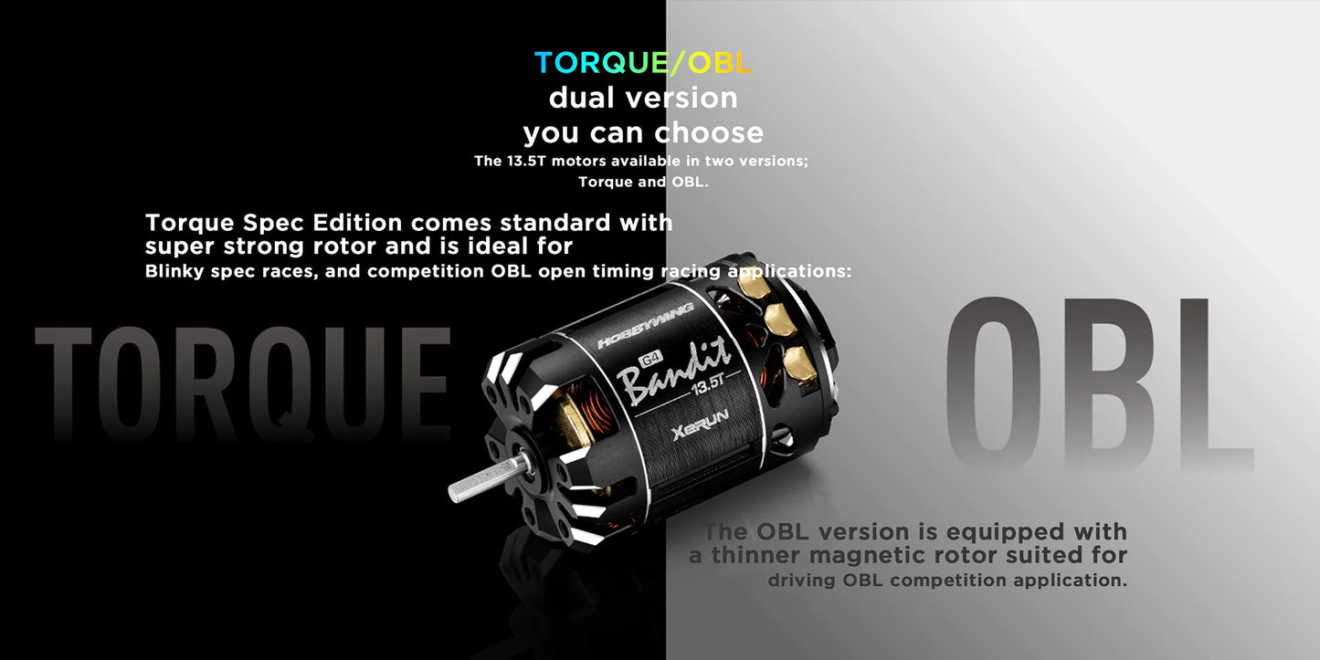 Hobbywing XeRun BANDIT G4 13.5T "OBL" Motor - Black - RCXX - rc racing for professionals