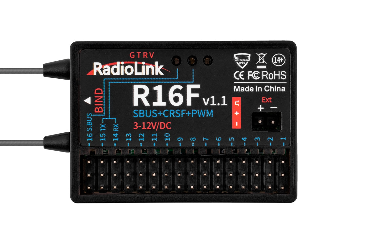 RadioLink R16F 2.4GHz 16-Kanal FHSS Empfänger mit Telemetrie - 1RL0150