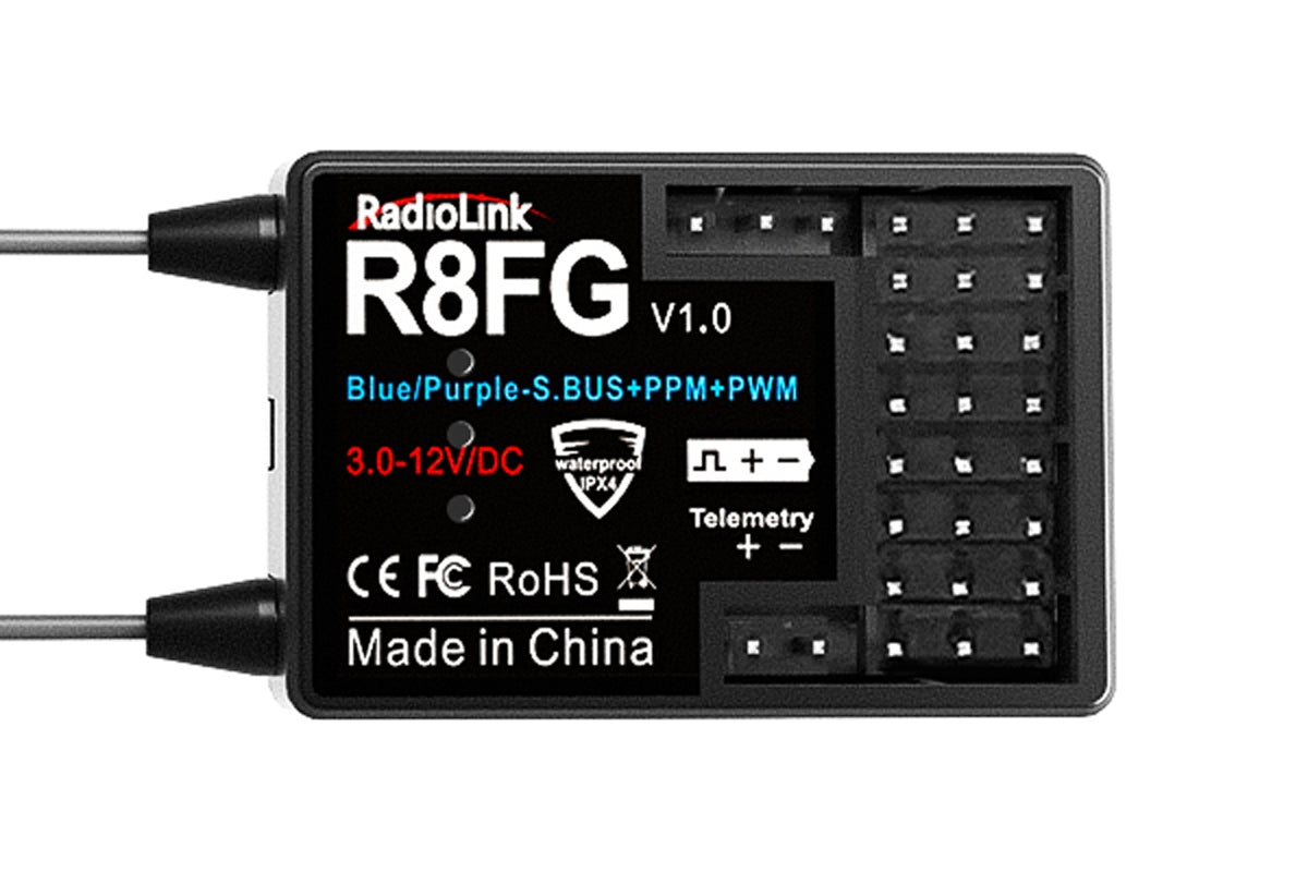Radiolink RC8X transmitter with R8FG receiver - 8-channel RC set with telemetry &amp; gyro