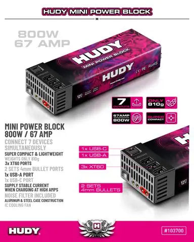 HUDY Mini Power Block 800W / 67 AMP – CH-VERSION